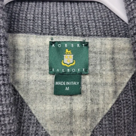 Robert Talbott Mens Grey Merino Wool Double Breasted Cardigan Sweater Italy Med